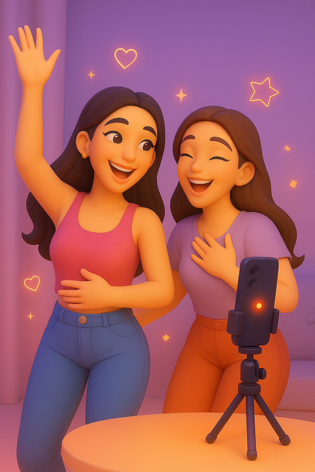 Deux créatrices qui filment une vidéo ensemble