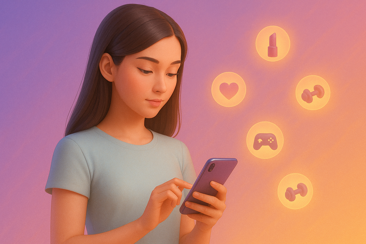 Créatrice choisissant une mission sur son téléphone